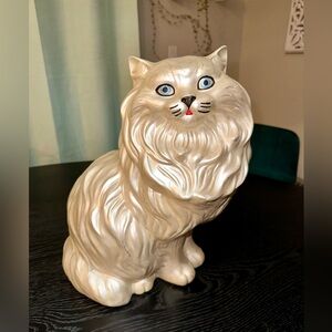 Vintage Ceramic White Persian Cat Statue